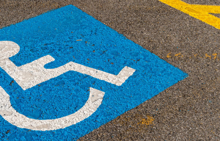 A parking stall reserved for people with disabilities.